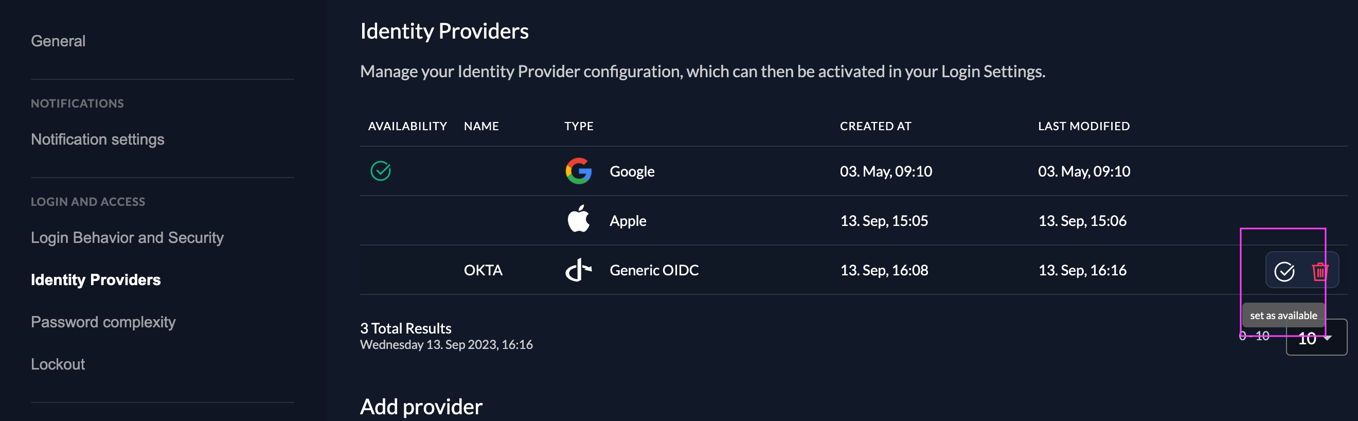 Activate the OKTA Provider